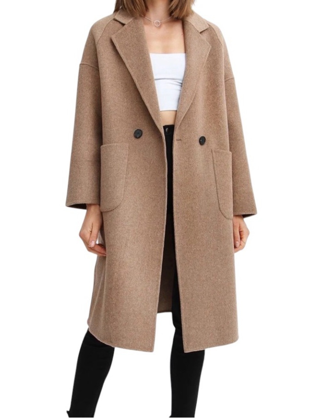 BELLE & BLOOM DOUBLE BREASTED WOOL BLEND COAT SIZE M